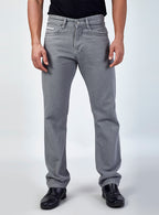 Light Grey Straight Fit Denim Jeans for Men
