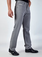 Light Grey Straight Fit Denim Jeans for Men