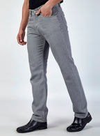 Light Grey Straight Fit Denim Jeans for Men