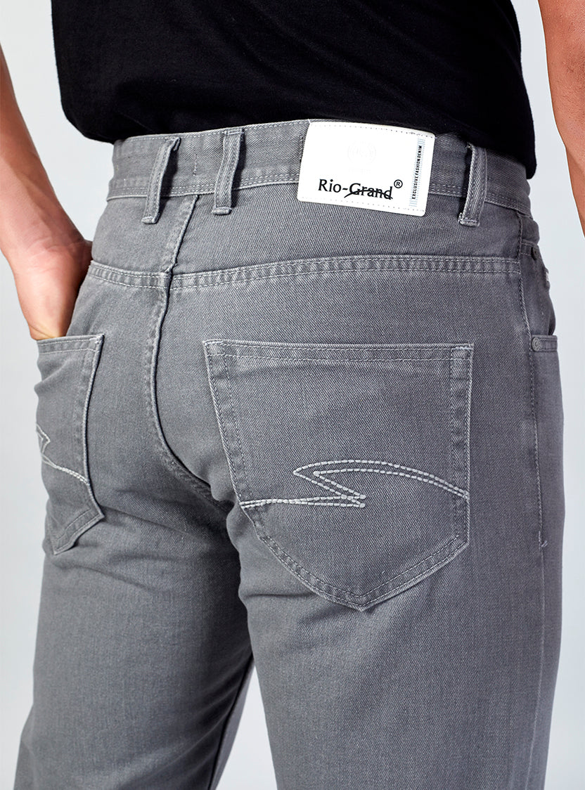 Light Grey Straight Fit Denim Jeans for Men