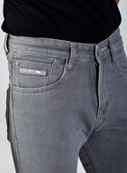 Light Grey Straight Fit Denim Jeans for Men
