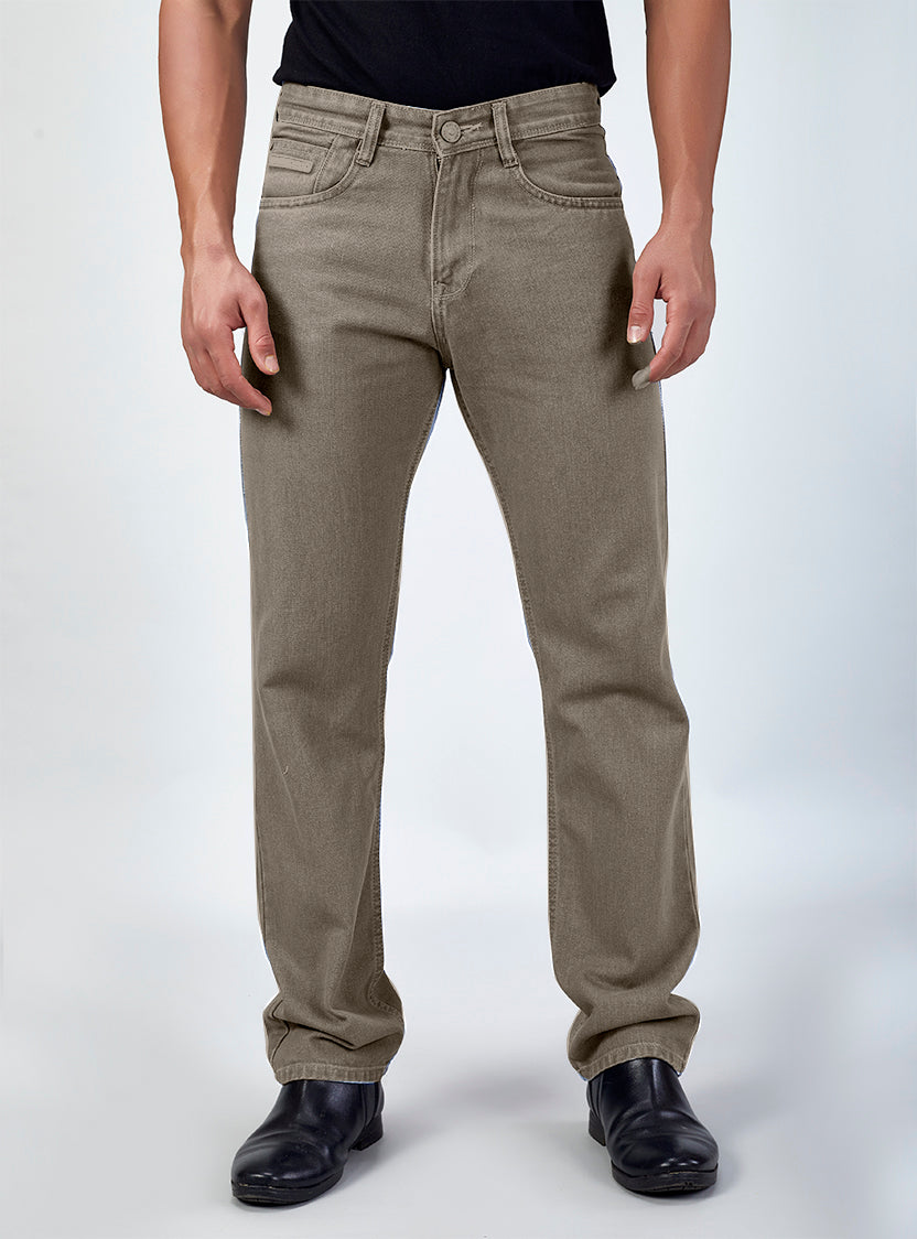 Olive Grey Baggy Fit Denim Jeans for Men