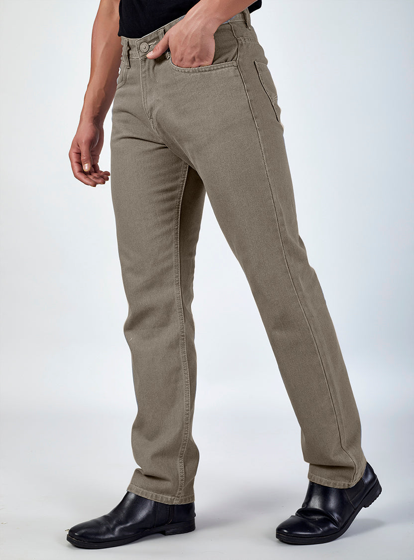 Olive Grey Baggy Fit Denim Jeans for Men