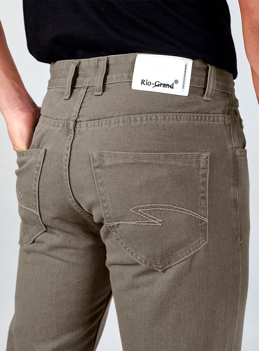 Olive Grey Baggy Fit Denim Jeans for Men