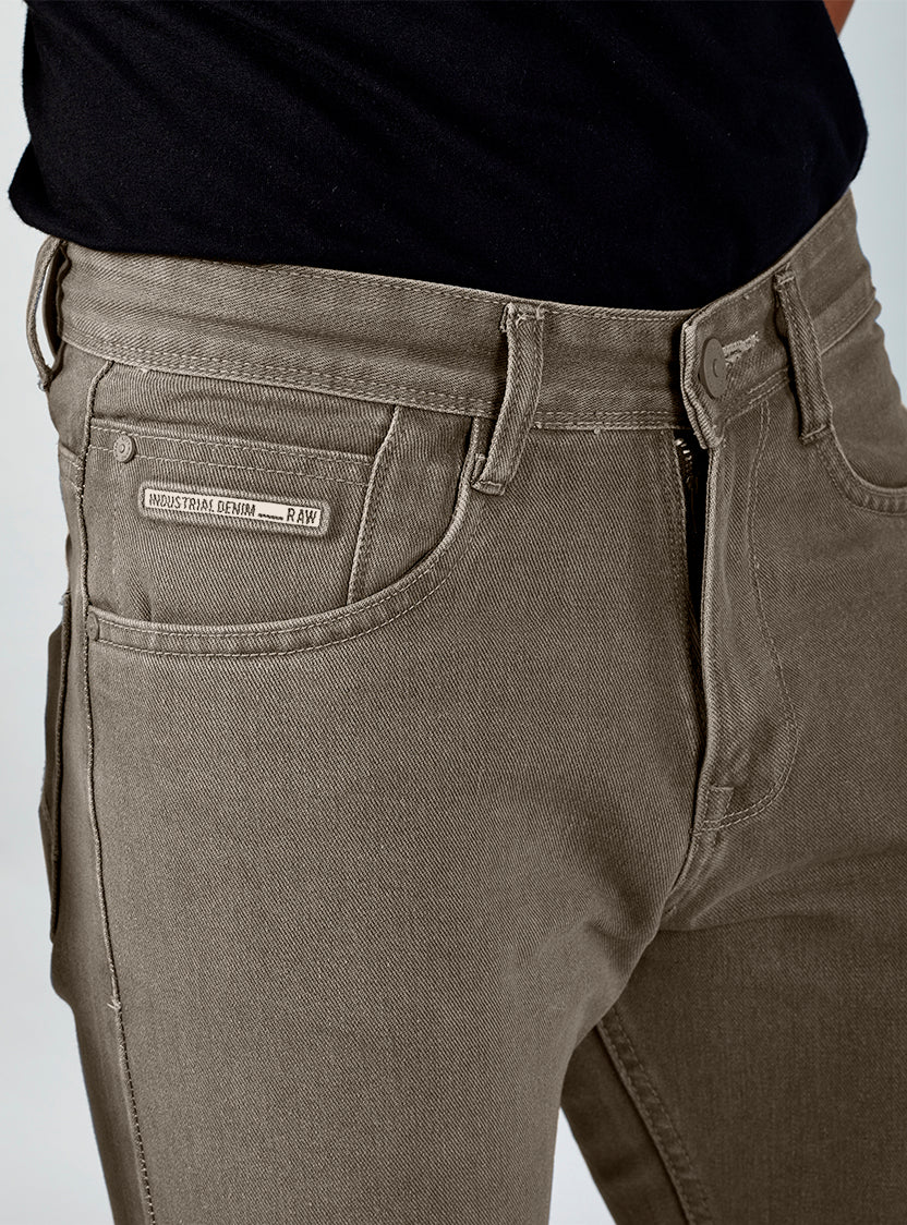 Olive Grey Baggy Fit Denim Jeans for Men