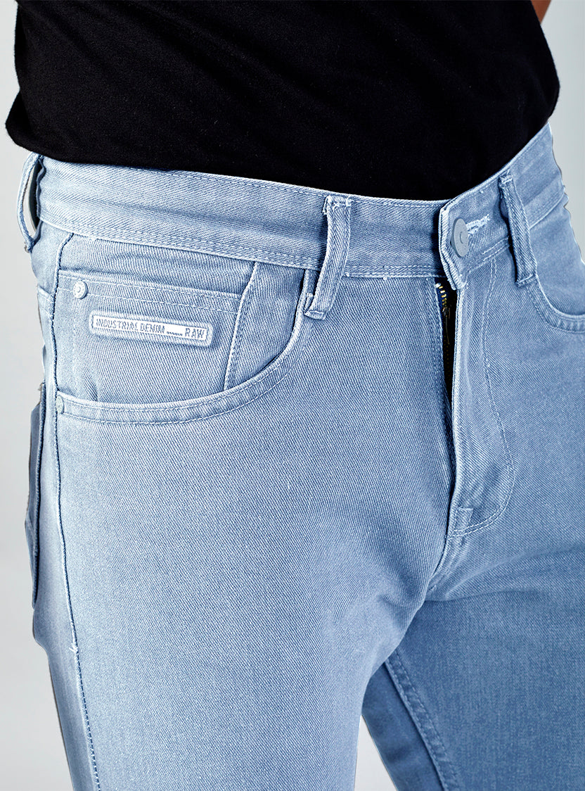 Light Blue Baggy Fit Denim Jeans for Men