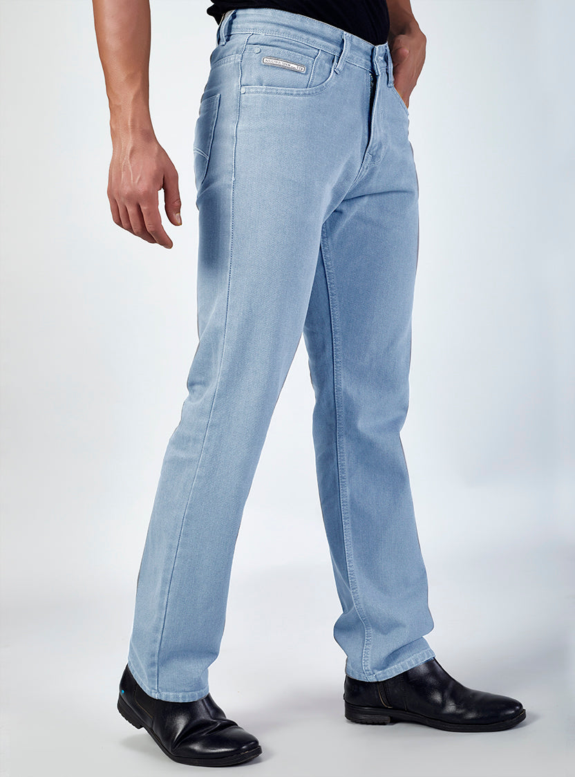 Light Blue Baggy Fit Denim Jeans for Men