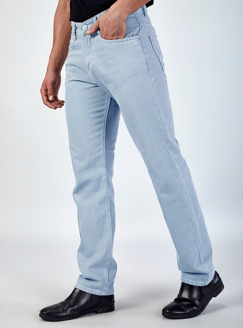 Light Blue Baggy Fit Denim Jeans for Men