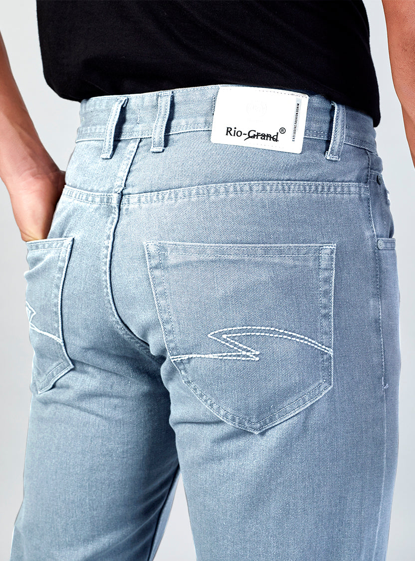 Light Blue Baggy Fit Denim Jeans for Men