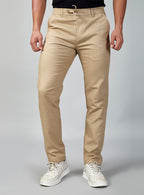 Beige Casual Linen Trousers for Men