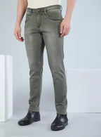 Smart Slim Fit Olive Grey Denim Jeans for Men