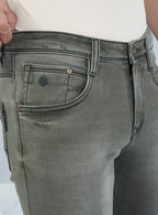 Smart Slim Fit Olive Grey Denim Jeans for Men