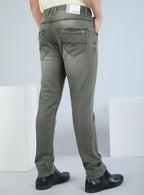 Smart Slim Fit Olive Grey Denim Jeans for Men