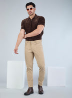 Slim Fit Mid Blue Corduroy Pants for Men