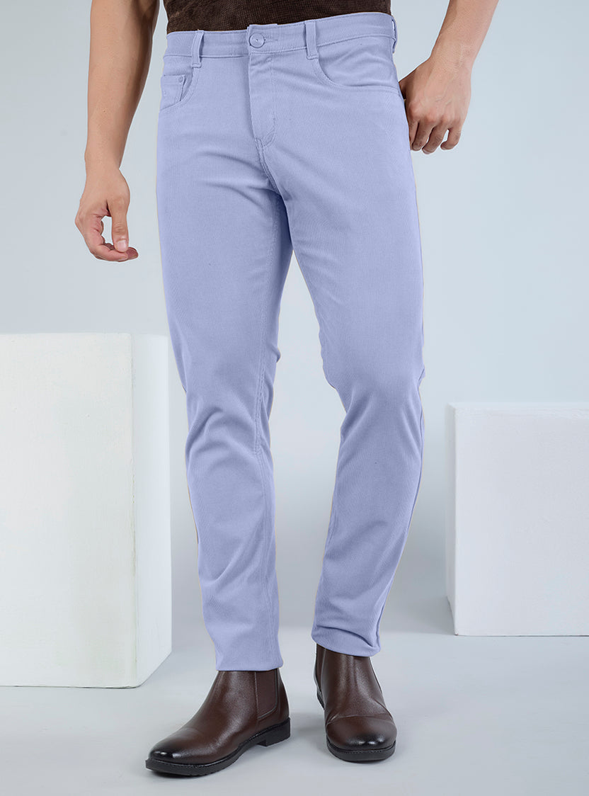 Slim Fit Olive Grey Corduroy Pants for Men