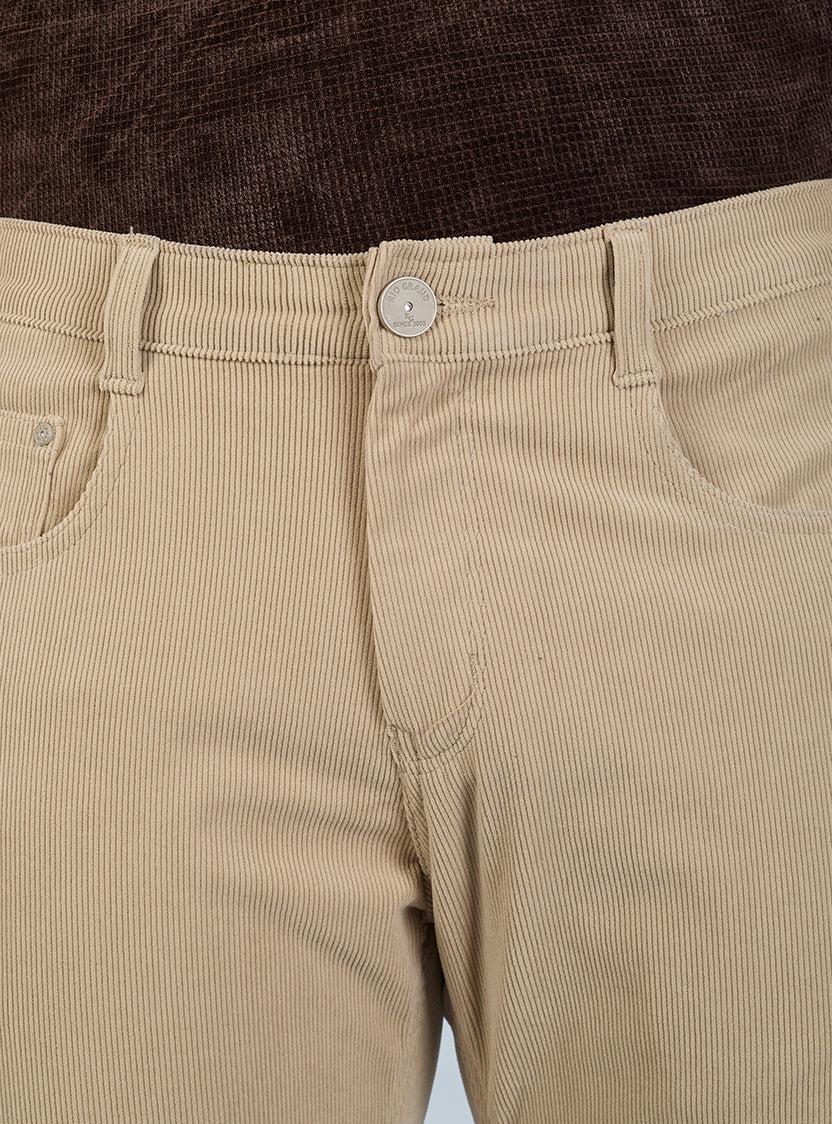 Slim Fit Mid Blue Corduroy Pants for Men