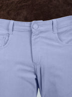 Slim Fit Mid Blue Corduroy Pants for Men