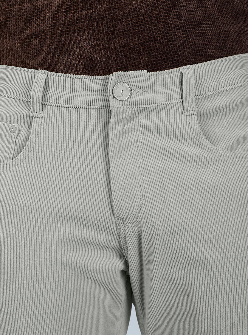 Slim Fit Mid Blue Corduroy Pants for Men