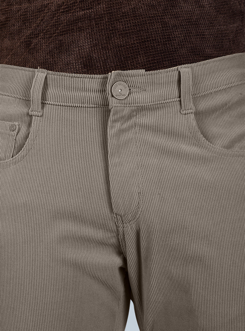 Slim Fit Mid Blue Corduroy Pants for Men