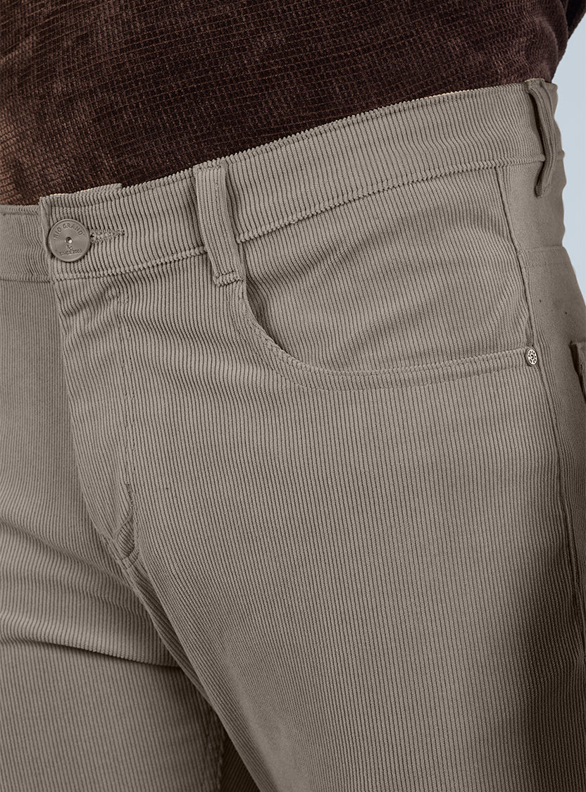 Slim Fit Mid Blue Corduroy Pants for Men
