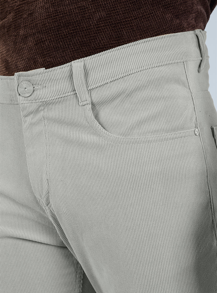 Slim Fit Mid Blue Corduroy Pants for Men