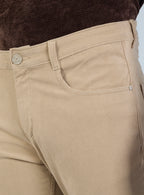 Slim Fit Mid Blue Corduroy Pants for Men
