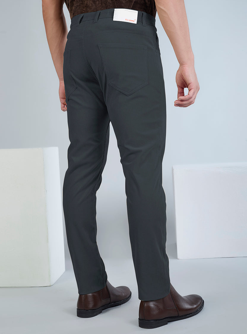 Slim Fit Mid Blue Corduroy Pants for Men