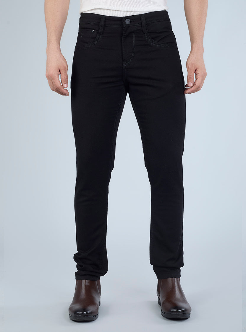 Smart Slim Fit Black Denim Jeans for Men