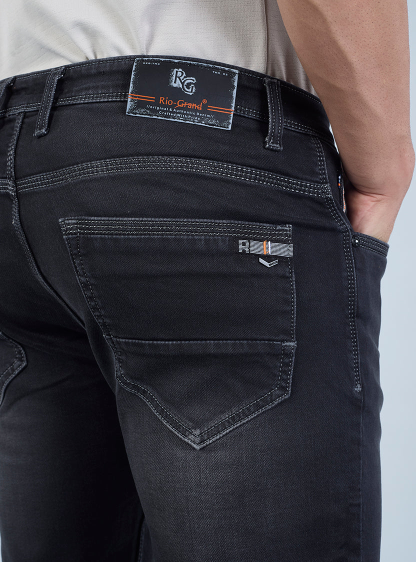 Smart Slim Fit Charcoal Black Denim Jeans for Men