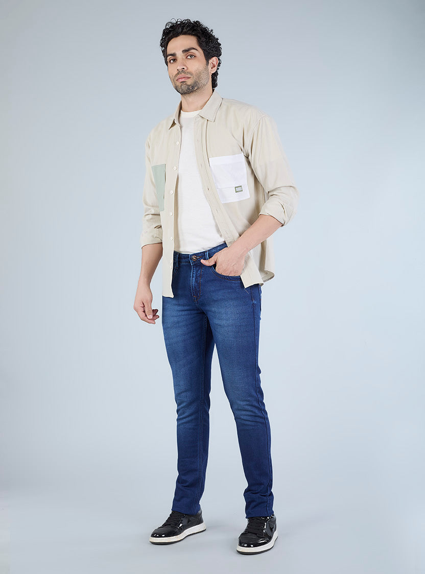Smart Slim Fit Blue Wash Denim Jeans for Men