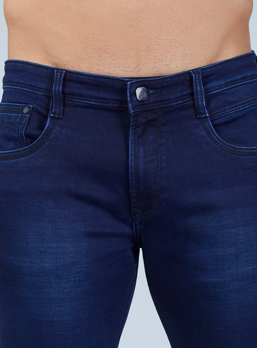 Smart Slim Fit Dark Indigo Blue Jeans for Men