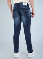 Smart Slim Fit Mid Blue Washed Denim Jeans for Men