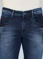 Smart Slim Fit Mid Blue Washed Denim Jeans for Men
