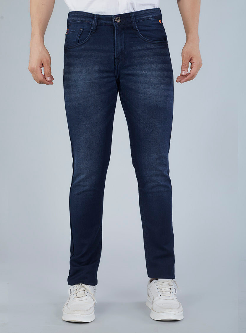 Smart Slim Fit Dark Blue Denim Jeans for Men