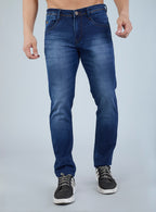 Smart Slim Fit Mid Blue Contrast Denim Jeans for Men