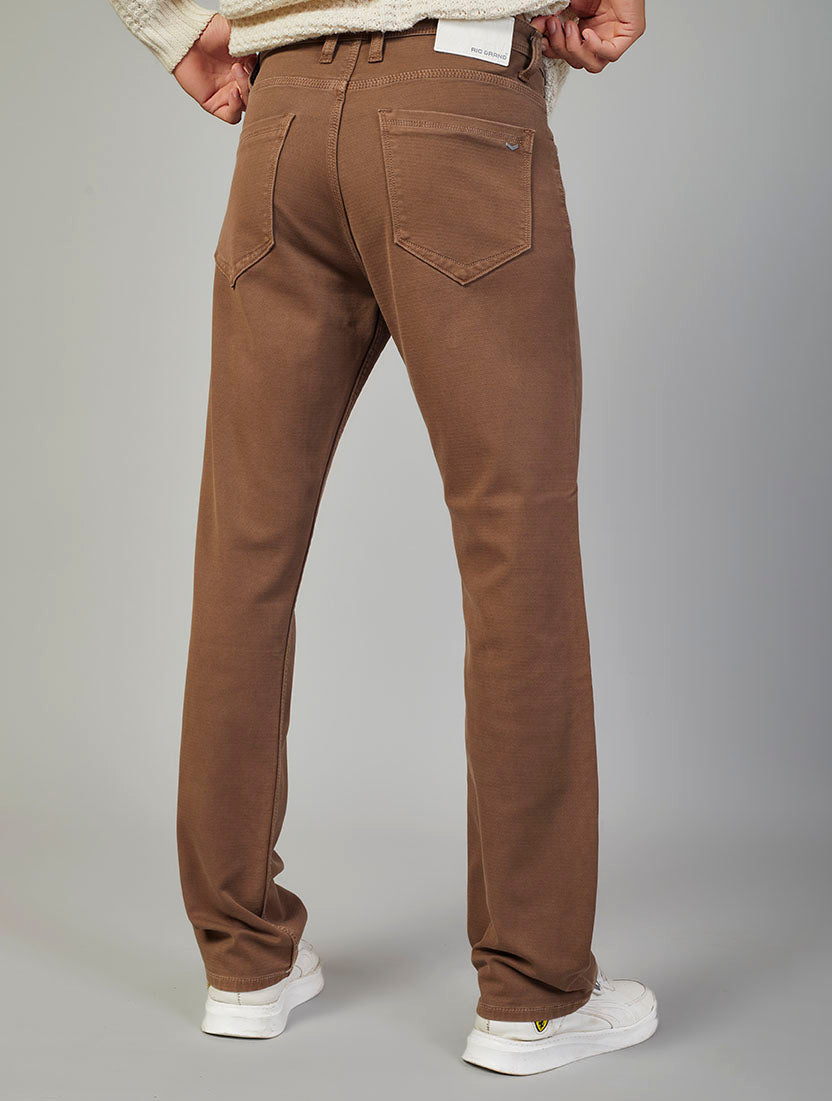 Brown Straight Fit Denim Jeans for Men