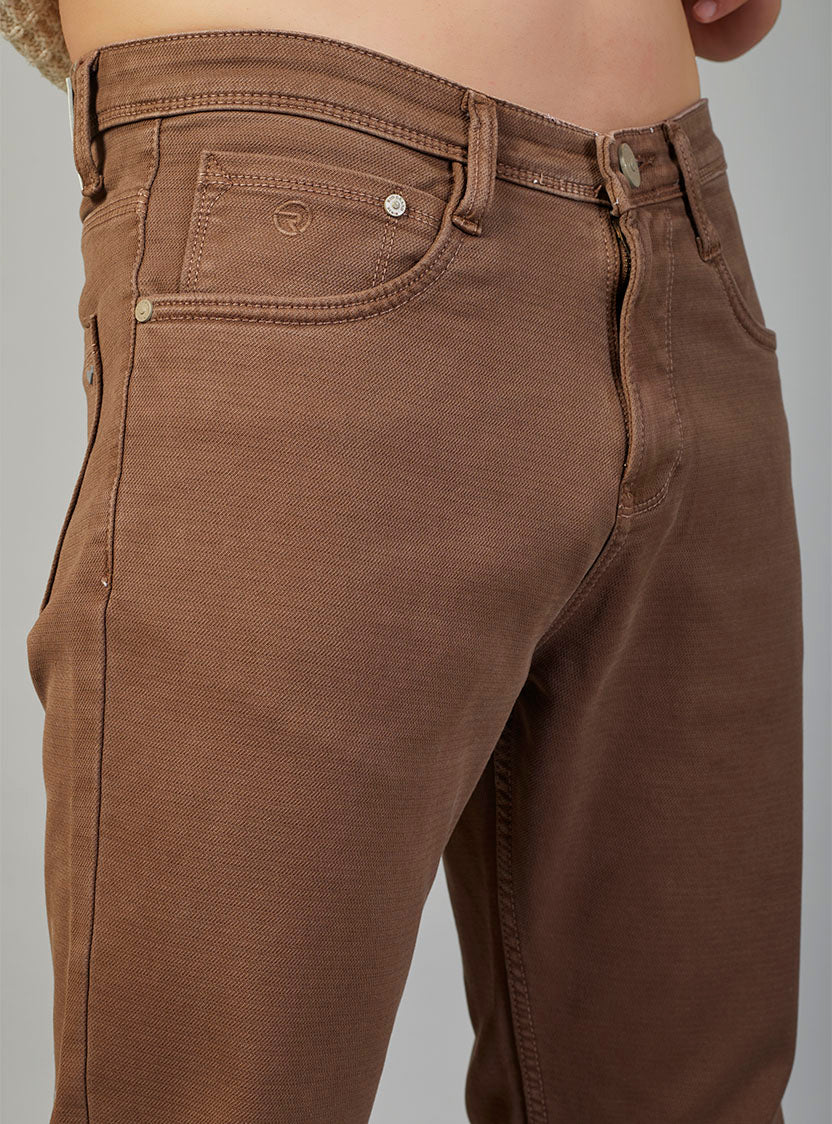 Brown Straight Fit Denim Jeans for Men