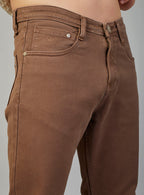Brown Straight Fit Denim Jeans for Men