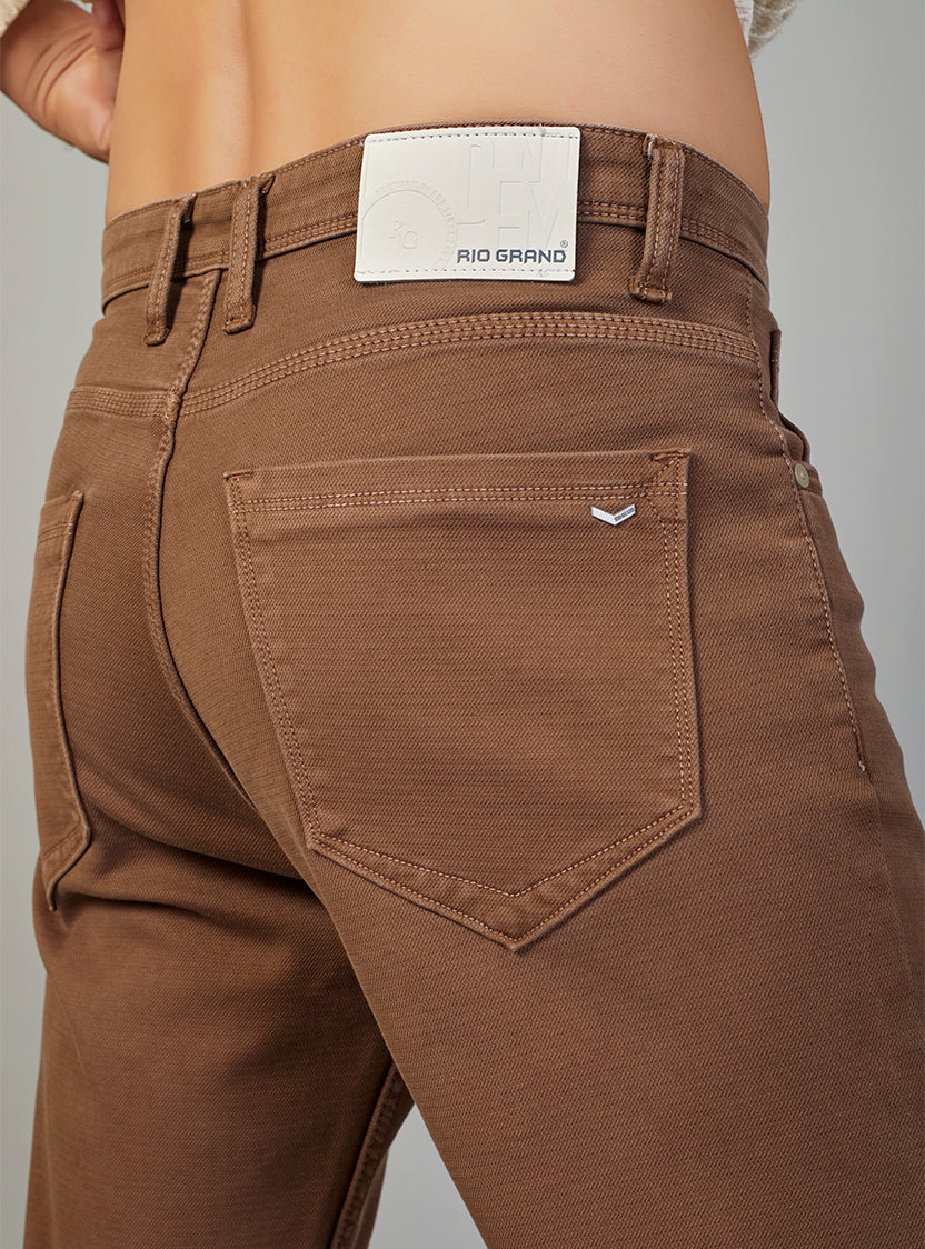 Brown Straight Fit Denim Jeans for Men