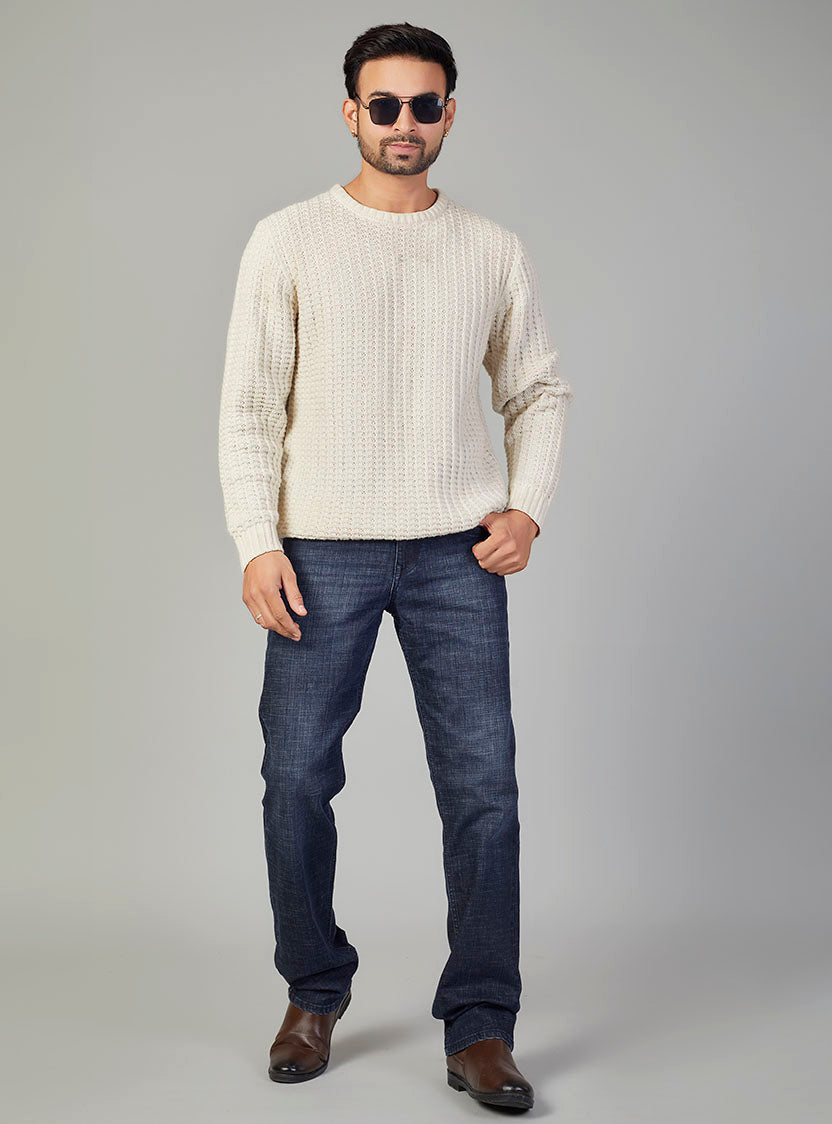 Dark Blue Straight Fit Denim Jeans for Men