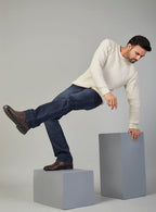 Dark Blue Straight Fit Denim Jeans for Men
