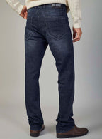 Dark Blue Straight Fit Denim Jeans for Men