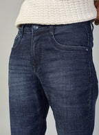 Dark Blue Straight Fit Denim Jeans for Men