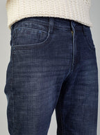 Dark Blue Straight Fit Denim Jeans for Men