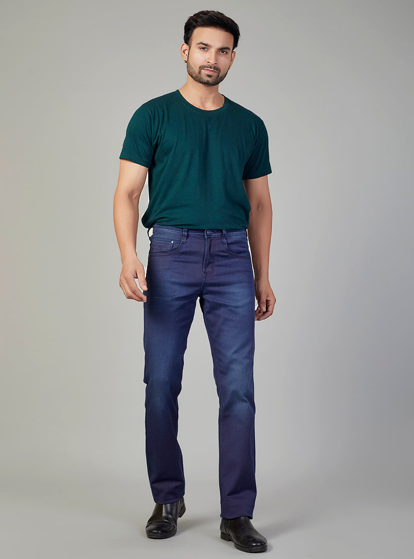 Tidal Blue Straight Fit Denim Jeans for Men