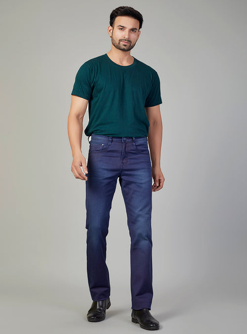 Tidal Blue Straight Fit Denim Jeans for Men