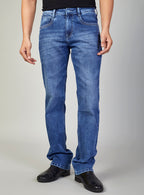 Mid Blue Straight Fit Denim Jeans for Men