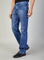 Mid Blue Straight Fit Denim Jeans for Men