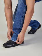 Mid Blue Straight Fit Denim Jeans for Men