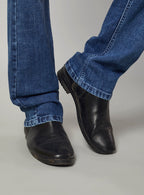 Mid Blue Straight Fit Denim Jeans for Men